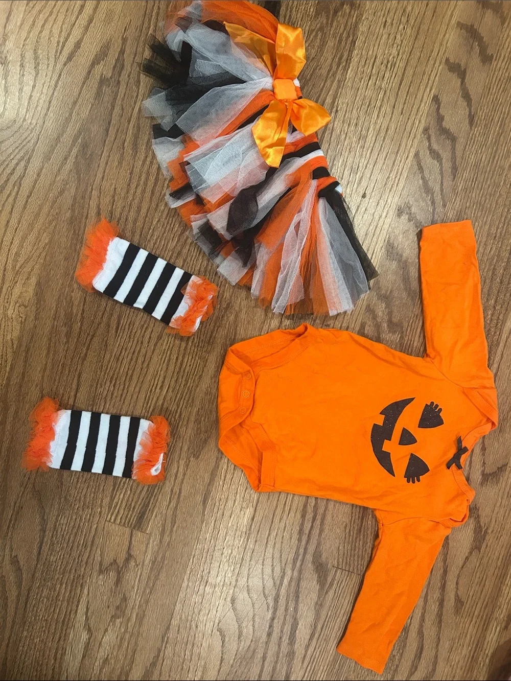 Orange Pumpkin Tutu Dress with Bow - Baby Halloween Costume 9 Months